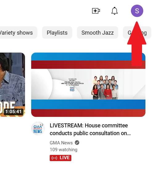 Accessing YouTube profile settings